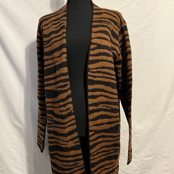 Heavy Cardigan, Animal Print, Gold/Black, NWT XL Fortune Ivy - Picture 1 of 7
